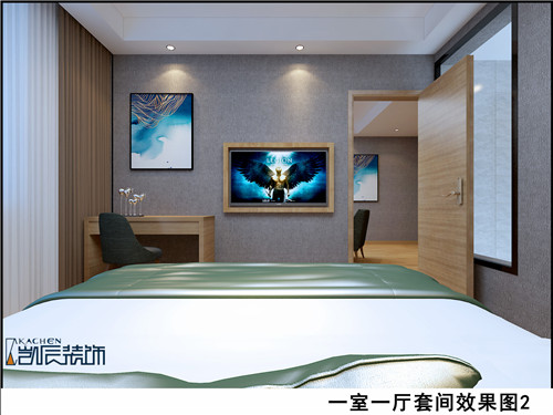 合肥速8酒店装修设计效果图——一室一厅套间效果图