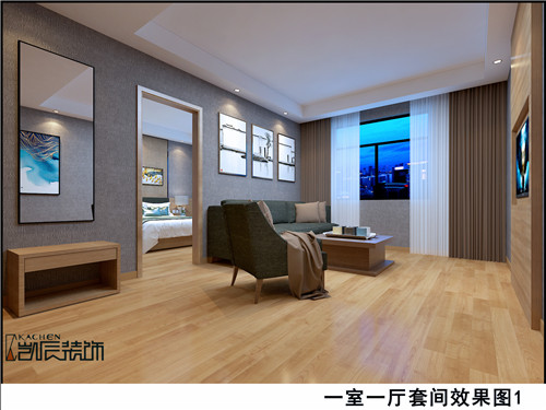 合肥速8酒店装修设计效果图——一室一厅套间效果图